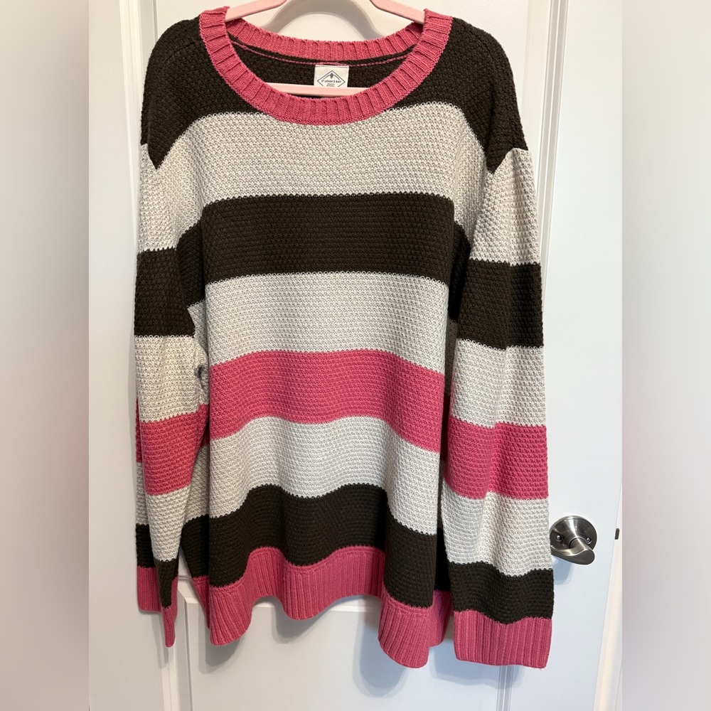 Sweater Plus size 3X Pink Stripe Acrylic Pullover New with Tags St John’s Bay